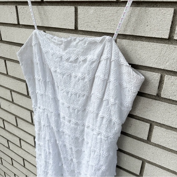 Lilly Pulitzer White Eyelet Lace Tiered Strapless Dress Size 14 Bridal Midi - Picture 2 of 9